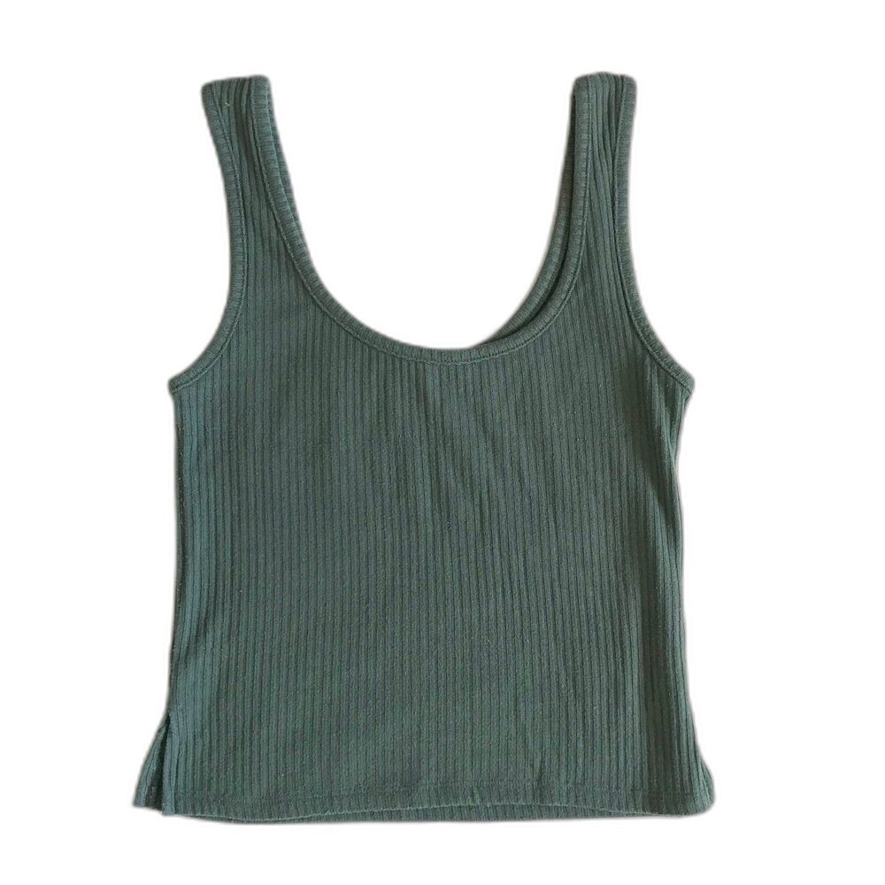 Mind Code Tank Top Blue Ribbed Crop Top Size S/M Cami Basic Capsule